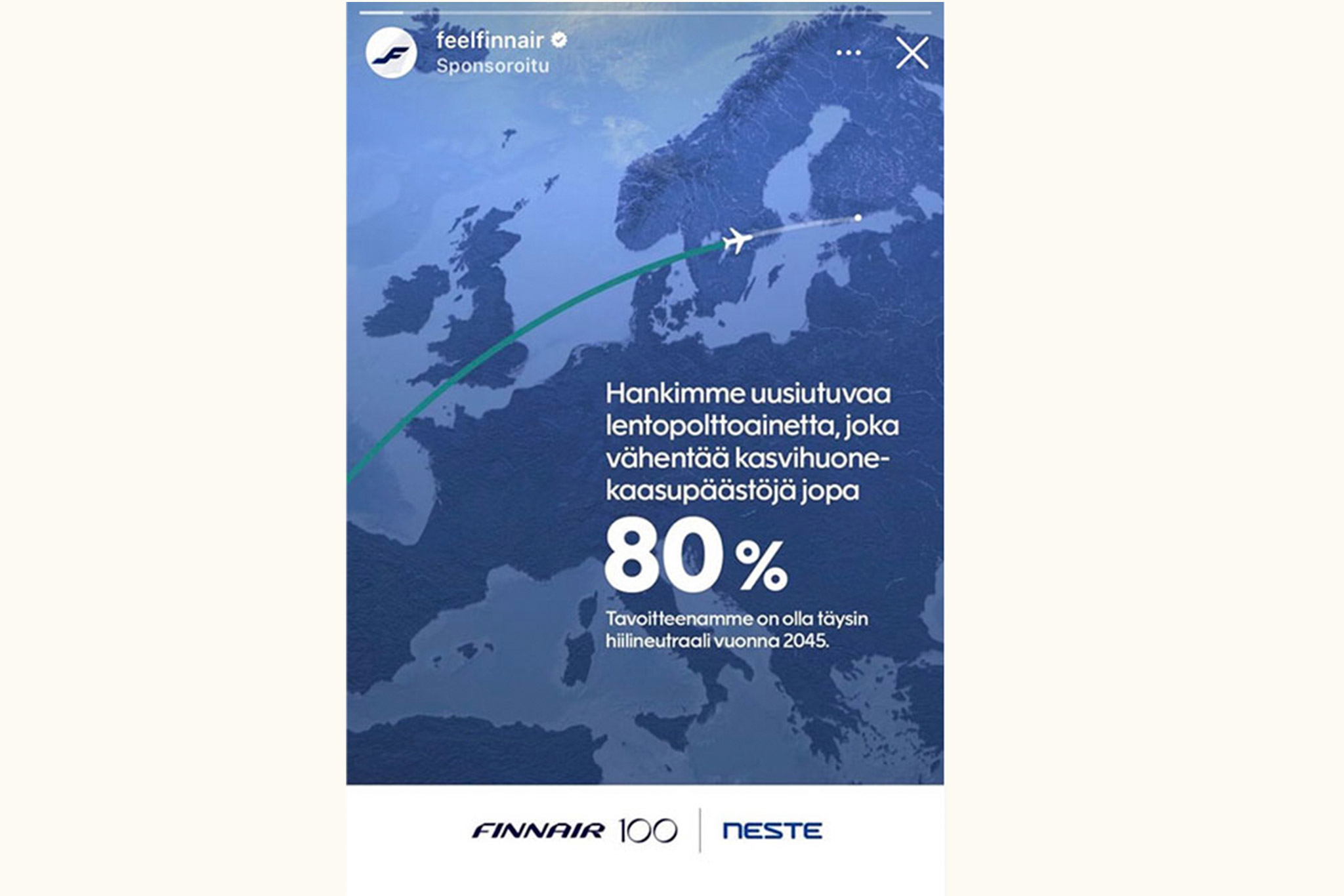 Finnairin harhaanjohtava mainos